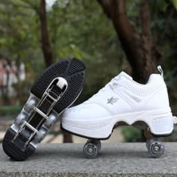 Deformation Roller Shoes Double-Row Deformed Roller Skates 4 Wheels Roller Skates Parkour Shoes Sneakers With Wheels For Child
