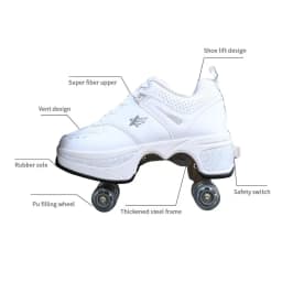 Deformation Roller Shoes Double-Row Deformed Roller Skates 4 Wheels Roller Skates Parkour Shoes Sneakers With Wheels For Child