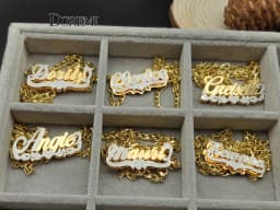 DOREMI Stainless Custom Nameplate Necklace 3D Pendant Necklace Personalized Custom Name Jewelry for Women/Men