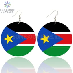 SOMESOOR National Coutry Flag Printed Wooden Drop Earrings Guadeloupe French Guiana France Provinces Loops Dangle For Women Gift