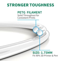GEEETECH Strong PETG 3D Filament 1.75mm 1kg – High Toughness Low Warping Clog-Free ±0.03mm Vacuum Sealed Spool for Creality Bamb