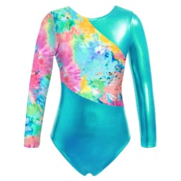 Kids Girls Long Sleeves Cartoon Print Sports Gymnastics Workot Bodysuit Choldren Patchwork Ballet Dance Leotard Jumpsuit Romper