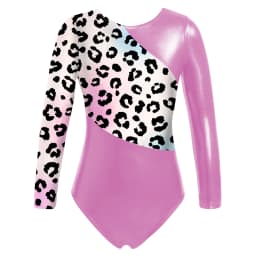 Kids Girls Long Sleeves Cartoon Print Sports Gymnastics Workot Bodysuit Choldren Patchwork Ballet Dance Leotard Jumpsuit Romper