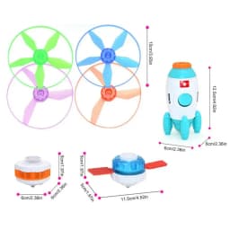 Flying Disc Launcher Toy Rocket Shape Flying Toys Disc Launcher For Kids Interactive Fetch Toy Spinning Toy Indoor & Outside Toy
