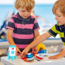 Flying Disc Launcher Toy Rocket Shape Flying Toys Disc Launcher For Kids Interactive Fetch Toy Spinning Toy Indoor & Outside Toy