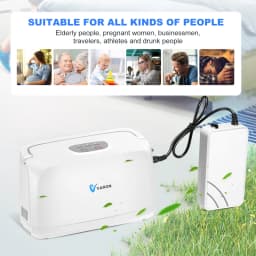 VARON Portable 3L/min Oxygen Concentrator Machine Home and Car Use 32.5%±2.5 Oxygen Machine Pulse Oxygen Supply With Battery