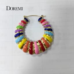 DOREMI Enamel Colorful Multishape Bamboo Earrings Hiphop Customize Color Earring Bamboo Style Custom Earrings for Women Gifts