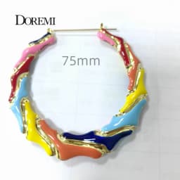 DOREMI Enamel Colorful Multishape Bamboo Earrings Hiphop Customize Color Earring Bamboo Style Custom Earrings for Women Gifts