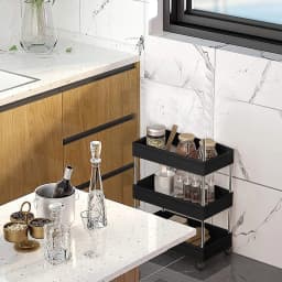 Slim Storage Cart 3 Tier Utility Cart With Wheels Mobile Organizer On Wheels Clutter Storage For Bathroom Kitchen Space Saving