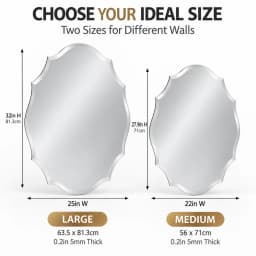 Irregular Wall Mirror Frameless Asymmetrical Decorative Vanity Mirror Wall Mounted for Bathroom Bedroom Living Room Hallway
