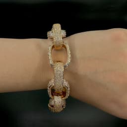 Aokaishen Box Cuban Link Bracelet for Men Iced Out Prong Setting Gold Plated Hip Hop Fashion Jewelry