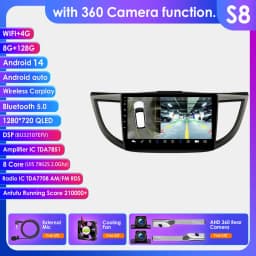 Hizpo 10.1" 2 Din Car Radio Carplay for Honda CRV 2012-2016 Android 13 GPS Navigation Multimedia Player Audio Stereo SWC BT 4G