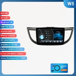 Hizpo 10.1" 2 Din Car Radio Carplay for Honda CRV 2012-2016 Android 13 GPS Navigation Multimedia Player Audio Stereo SWC BT 4G