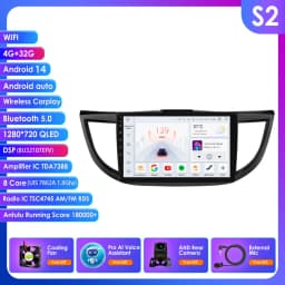 Hizpo 10.1" 2 Din Car Radio Carplay for Honda CRV 2012-2016 Android 13 GPS Navigation Multimedia Player Audio Stereo SWC BT 4G
