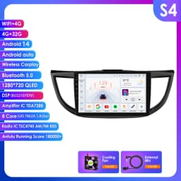 Hizpo 10.1" 2 Din Car Radio Carplay for Honda CRV 2012-2016 Android 13 GPS Navigation Multimedia Player Audio Stereo SWC BT 4G
