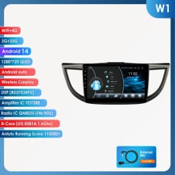 Hizpo 10.1" 2 Din Car Radio Carplay for Honda CRV 2012-2016 Android 13 GPS Navigation Multimedia Player Audio Stereo SWC BT 4G