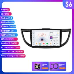 Hizpo 10.1" 2 Din Car Radio Carplay for Honda CRV 2012-2016 Android 13 GPS Navigation Multimedia Player Audio Stereo SWC BT 4G