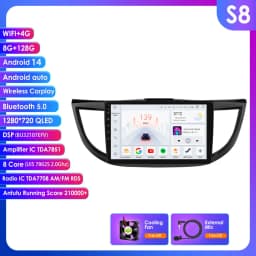 Hizpo 10.1" 2 Din Car Radio Carplay for Honda CRV 2012-2016 Android 13 GPS Navigation Multimedia Player Audio Stereo SWC BT 4G