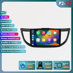 Hizpo 10.1" 2 Din Car Radio Carplay for Honda CRV 2012-2016 Android 13 GPS Navigation Multimedia Player Audio Stereo SWC BT 4G