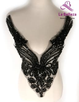 La Belleza beauty hand sewon neck bodice applique,gold silver crystal rhinestone applique Patch for dress accessories