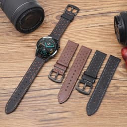 Leather Hole Band for Samsung galaxy watch 5/pro/4/Classic/Active 20/22mm Genuine bracelet Huawei gt/Amazfit gts-gtr-3-2e strap
