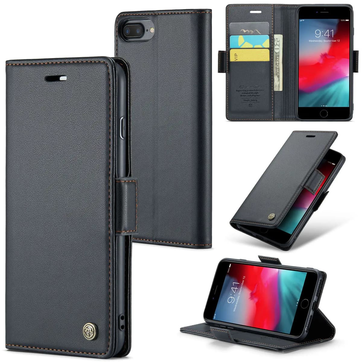 CaseMe Wallet Case for iPhone XS Max XR 8/7/6 Plus SE 2022 Magnetic Credit Card Holder Premium PU Leather Flip Case Cover