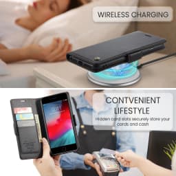 CaseMe Wallet Case for iPhone XS Max XR 8/7/6 Plus SE 2022 Magnetic Credit Card Holder Premium PU Leather Flip Case Cover