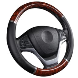 Car Steering Wheel Cover Non-Slip Soft Artificial Leather 38cm Wood Grain Steering Wheel Car Accessories