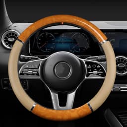 Car Steering Wheel Cover Non-Slip Soft Artificial Leather 38cm Wood Grain Steering Wheel Car Accessories