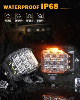 AUXBEAM V-MAX SERIES 4/5/7 inch LED Work Light with Amber Shell COMBO BEAM SIDE SHOOTER Offroad DRL Driving Lamp POD Spot Lamp