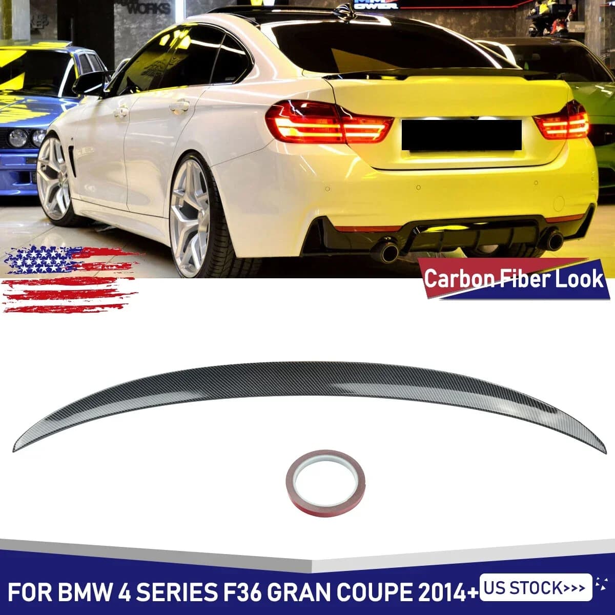 Carbon Fiber look Car Rear Trunk Spoiler Wing Boot Lip For BMW 4 Series F36 Gran COUPE 2013-2019 MP Style Auto Accessories