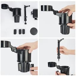 Car Cup Holder Expander With Phone Holder Adjustable Auto Double Drink Bottle Holder Cell Phone Stand Auto Interior Accessories