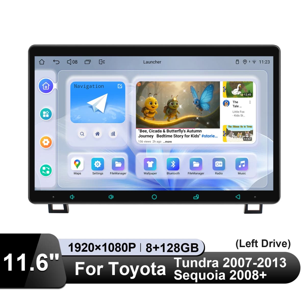 JOYING 11.6" Floating Screen Android Car Stereo for Toyota Tundra 2007-2013 & Sequoia 2008-2013 Wireless CarPlay Android Auto
