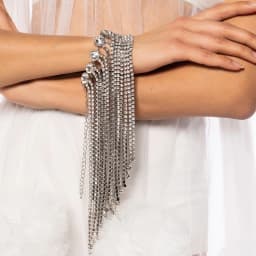 Fashion New Gorgeous Rhinestone Long Tassel Hand Bracelet Wristband Jewelry Women Hollow Charm Fringed Rectangle Bracelet Bangl
