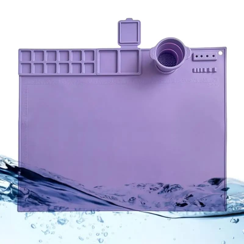 Silicone Painting Mat Drawing Pad With Palette Casting Molds Mat With Cup Washable Graffiti Silicone Sheet For Art Painting Clay