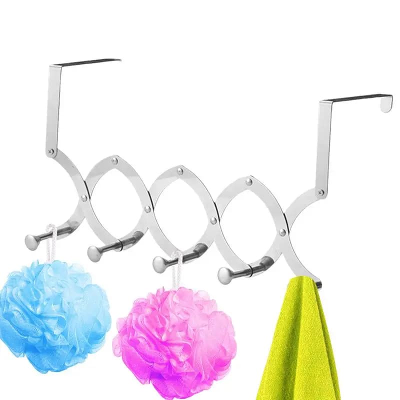Over The Door Coat Hanger Retractable Metal Hooks Rack With Multi Functions Home Storage Accessories For Towel Hats Keys