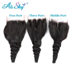 Loose Wave Lace Closure 4x4 PrePlucked With Baby Hair Natural 100%Human Hair Soft Brazilian Virgin Hair Ali Sky Cheap Wholesale