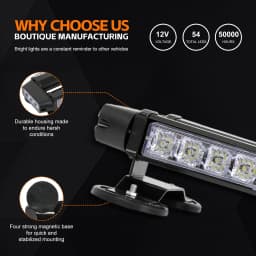 54 LEDs Flashing Strobe Warning Light Bar Double Side Amber White Emergency Alarm Lamp With Magnetic for Car Trailer Roof Safety