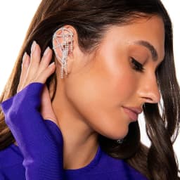Stonefans Mesh Tassel Ear Clips Without Piercing For Girls Crystal Accessories Decorations Y2k Jewelry Rhinestones Earrings Gift