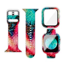 Glass+Cover+Strap for Apple Watch Case 44mm 40mm 41mm 45mm 42mm 38mm sport Silicone bracelet iwatch series 9 8 7 6 5 4 3 SE Band