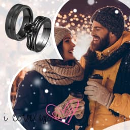 Couple Engagement Ring Commitment Wedding Ring 8MM Stainless Steel Recessed Mysterious Simple Black ring Valentine's Day Gift