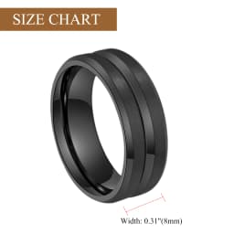 Couple Engagement Ring Commitment Wedding Ring 8MM Stainless Steel Recessed Mysterious Simple Black ring Valentine's Day Gift