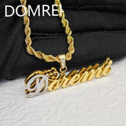 DOREMI Double Name Multi Color Stainless Steel Custom Jewelry 3D Necklace Hip Hop Nameplate Mother Gift Jewelry Necklace