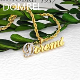 DOREMI Double Name Multi Color Stainless Steel Custom Jewelry 3D Necklace Hip Hop Nameplate Mother Gift Jewelry Necklace