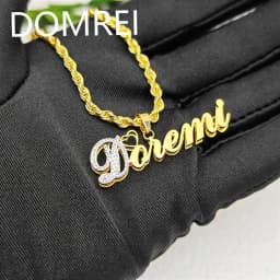 DOREMI Double Name Multi Color Stainless Steel Custom Jewelry 3D Necklace Hip Hop Nameplate Mother Gift Jewelry Necklace
