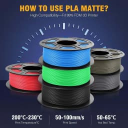 JAYO 3D Printer Filament PLA Matte 1.75MM Neatly Wound 3D Filament PLA 1.1KG Smooth Matte Finish 3D Printing Materials