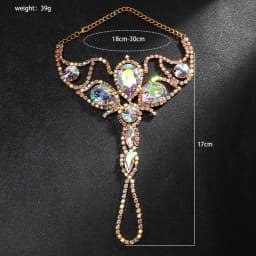 Stonefans Geometry Finger Bracelet Jewelry Accessories Ring Chain for Women Girls Anklet Exquisite Rhinestone Hand Chain Dress