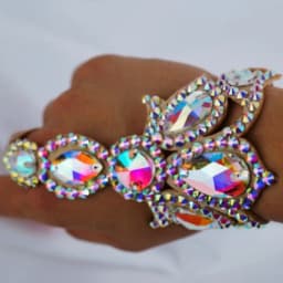 Stonefans Geometry Finger Bracelet Jewelry Accessories Ring Chain for Women Girls Anklet Exquisite Rhinestone Hand Chain Dress
