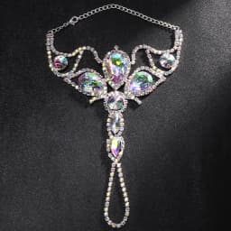 Stonefans Geometry Finger Bracelet Jewelry Accessories Ring Chain for Women Girls Anklet Exquisite Rhinestone Hand Chain Dress