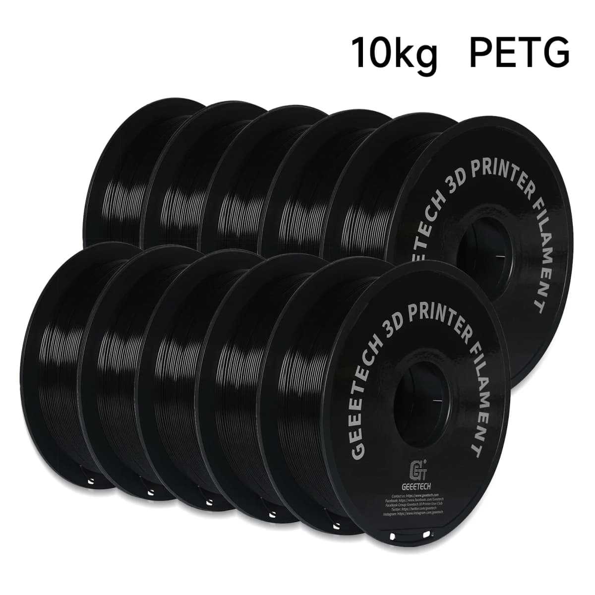 Geeetech PETG 10kg 1.75mm Filament 3D Print Wire Vacuum Packaging Local Warehouses Colorful Plastic for Most FDM 3D Printer